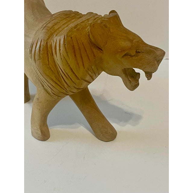 Copper Vintage Kamba Wooden Lion Sculpture For Sale - Image 8 of 10