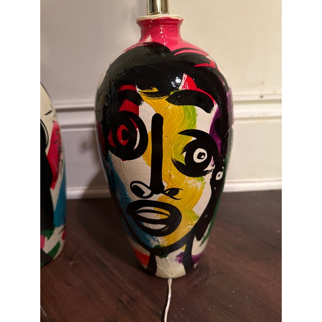 Peter Keil Peter Keil Pair of Abstract Painted Table Lamps 1970s For Sale - Image 4 of 8