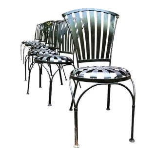 1950s Attributed to Francois Carre Petite Fan Back Garden Chairs - Group of 6 For Sale