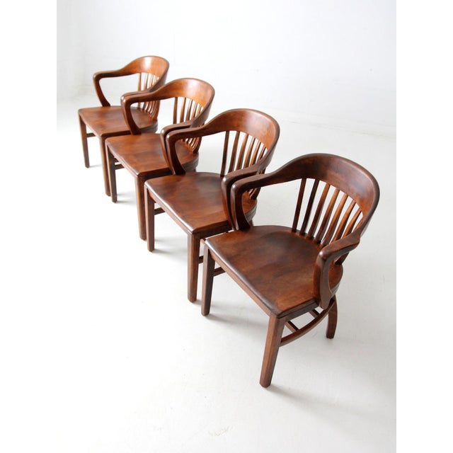 Antique Bankers Chairs Set of 4 For Sale - Image 4 of 12
