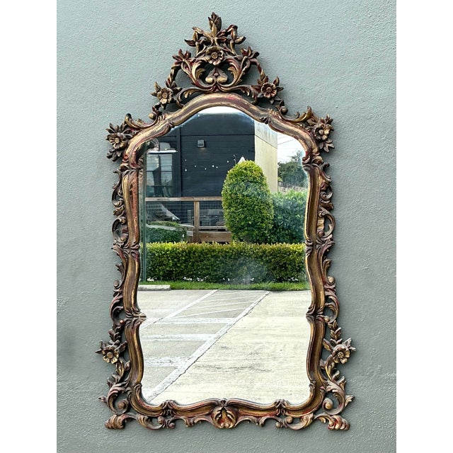 Gold Vintage Ornate Carved Mirror For Sale - Image 8 of 12
