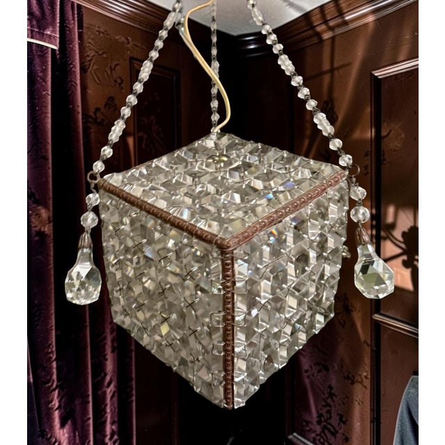 Antique Crystal Pendant Lamp, 1910s For Sale - Image 5 of 6