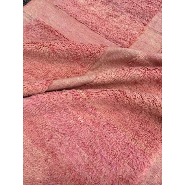 Pink Pink Moroccan Modern Wool Rug For Sale - Image 8 of 10