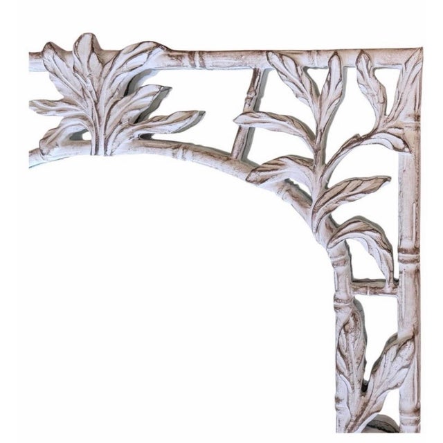 Mid 20th Century Hollywood Regency Serge Roche Style Carved Bamboo Palm Foliate Wall Mirror For Sale - Image 5 of 9