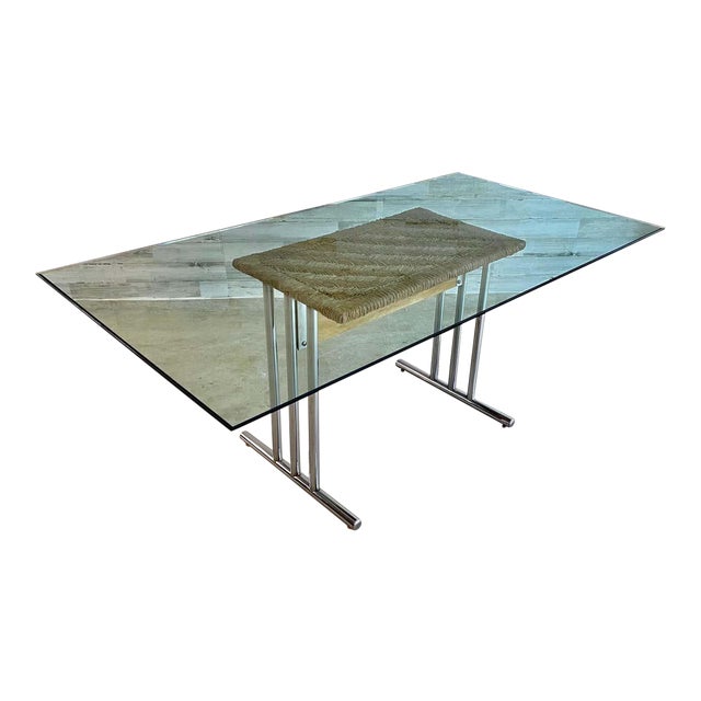 1960s Chrome With Woven Rush Dining Table For Sale