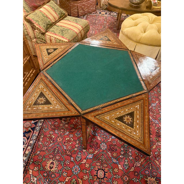 Moroccan Antique 19th Century Syrian Damascus Inlaid Folding Table With Mother-of-Pearl For Sale - Image 3 of 12