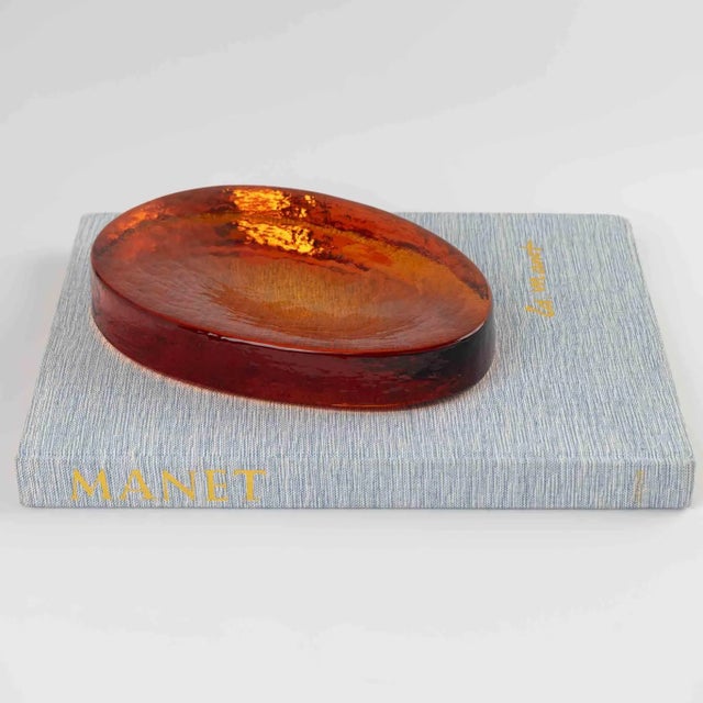 Vincenzo Nason Vintage Amber Murano Glass Freeform Catchall by Vincenzo Nason, 1970s For Sale - Image 4 of 15