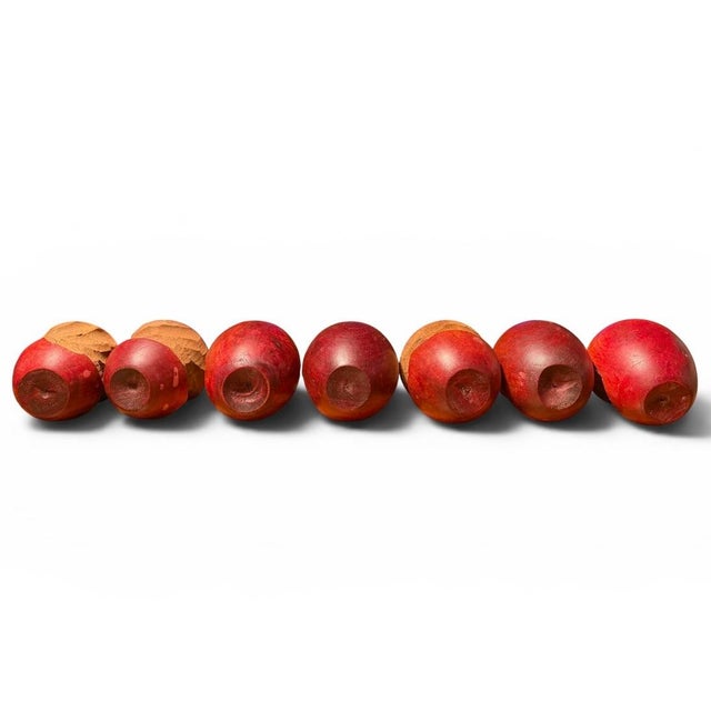 Vintage Folk Art Hand-Carved "Bitten" Wooden Apples & Rustic Bowl Set (8 Pieces) For Sale - Image 4 of 7