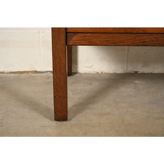 L. & J. G. Stickley Antique Mission Oak Arts & Crafts Drop Front Secretary Desk, Newly Refinished For Sale - Image 12 of 15