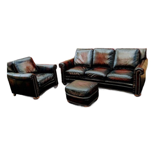 Experience Timeless Elegance and Unparalleled Comfort With This Rare Jackson Carter Leather Italia Collection For Sale