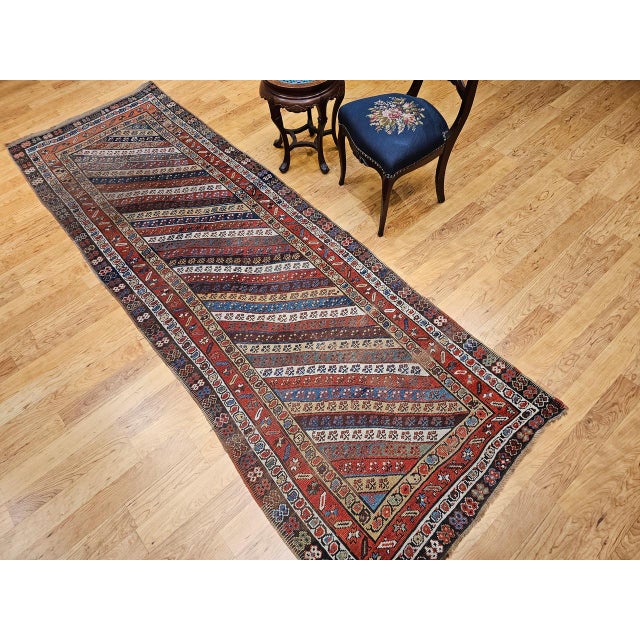 Antique Gendje Kazak Runner, Handwoven Wool, 19th Century Caucasus, 4' x 11' For Sale - Image 15 of 16
