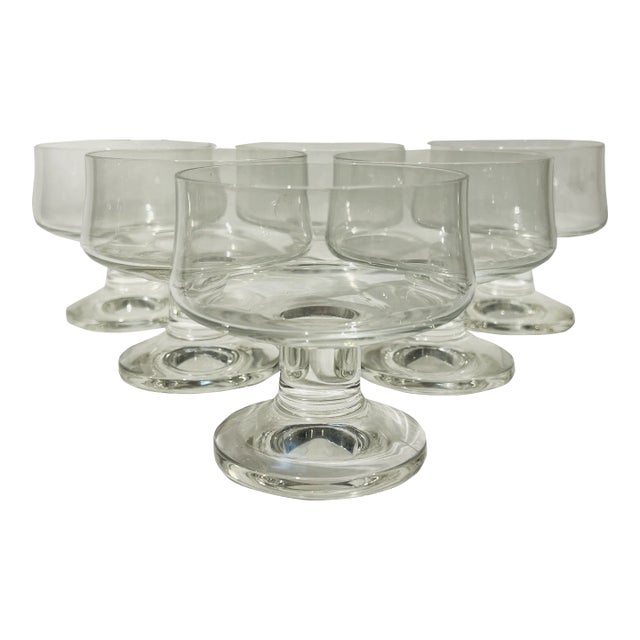 1960s Mid Century Modern Coupe Glassware Barware Set of 6 For Sale