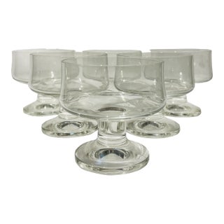 1960s Mid Century Modern Crystal Coupe Glassware Barware Set of 6 For Sale