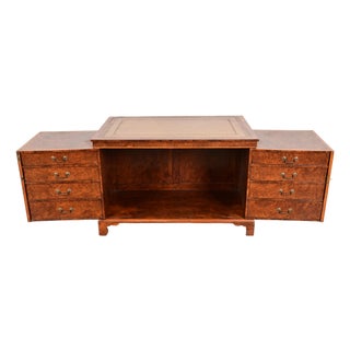 Antique English Regency Burl Wood Leather Top Metamorphic Wooton Desk, Circa 1860s For Sale