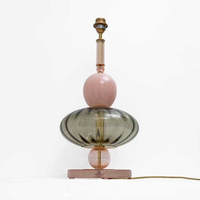 Geometric Murano Glass Table Lamps in Pink and Green in the style of Sottsass, 2000, Set of 2 For Sale - Image 8 of 9