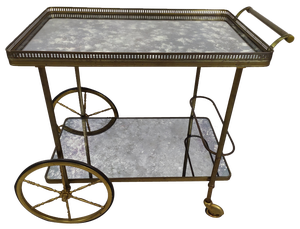Golden Brass Serving Cart, 1950s