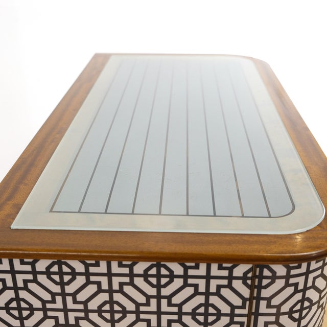 Mid-Century Modern Vintage Scandinavian Modern Bar Cabinet in Mahogany with Black and White Graphic Pattern, Sweden, 1940s For Sale - Image 3 of 12