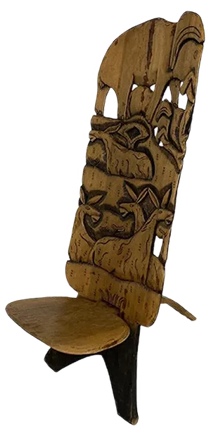 African Hand Carved Tribal Chair, 1960s