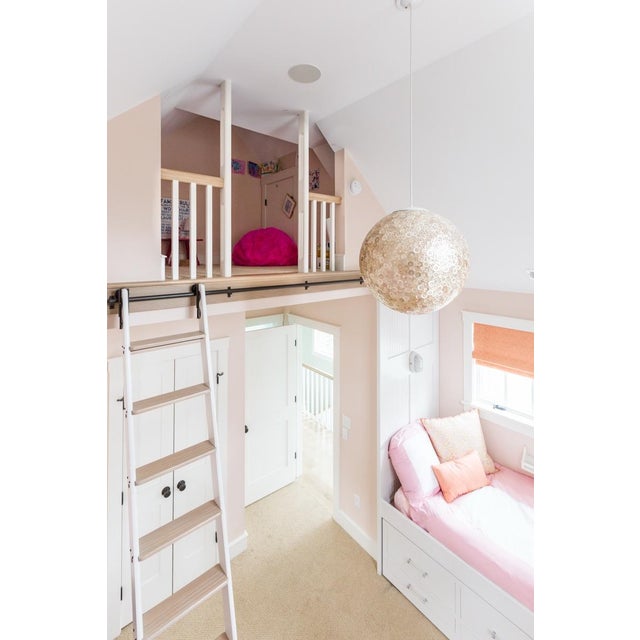 Nautical Worlds Away Croc Capiz Shell 20” Round Ball Pendant Light For Sale - Image 3 of 7