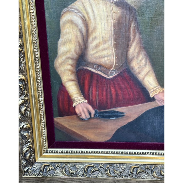 1969 Oil on Canvas Reproduction Giovanni Battista Moroni of Il Sarto 'The Tailor' - Framed For Sale - Image 13 of 17
