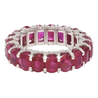 Natural 7.30 cts ruby & 0.72 cts diamond ring 14K gold For Sale