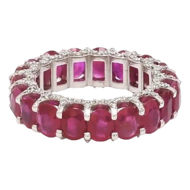 Natural 7.30 cts ruby & 0.72 cts diamond ring 14K gold For Sale