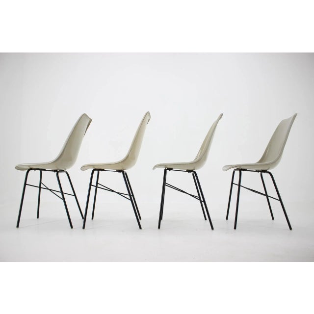 Mid-Century Modern Mid-Century Fiberglass Dining Chairs, Czechoslovakia, 1960s, Set of 4 For Sale - Image 3 of 8