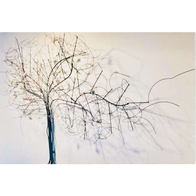Abstract Vintage Curtis Jere Attrb Huge Brutalist Windswept Metal Tree W Colored Leaves Wall Sculpture For Sale - Image 3 of 8