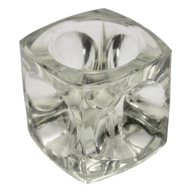 1960s Glass Ice Cube Candlesticks from Peill & Putzler, Set of 2 For Sale - Image 5 of 9