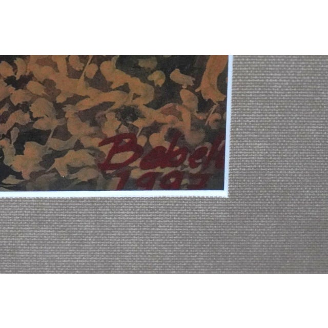 Traditional Pair of Large Framed Garden Scene Prints Signed For Sale - Image 3 of 9