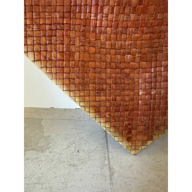 Brown Vintage Woven Leather Tray For Sale - Image 8 of 16