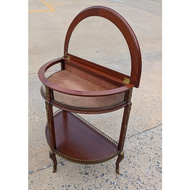 Authentic Late 19th-Century French Demilune Curio Cabinet in Mahogany With Ormolu Mounts, C. 1890 For Sale - Image 14 of 17