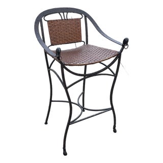 Iron Horseshoe Back and Leather Barstools - Set of 4 For Sale