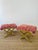 Vintage 1970s Pair of Brass X Base Weiman / Warren Lloyd Mastercraft Geometric Velvet Upholstered Stools Ottomans For Sale In Palm Springs - Image 6 of 18