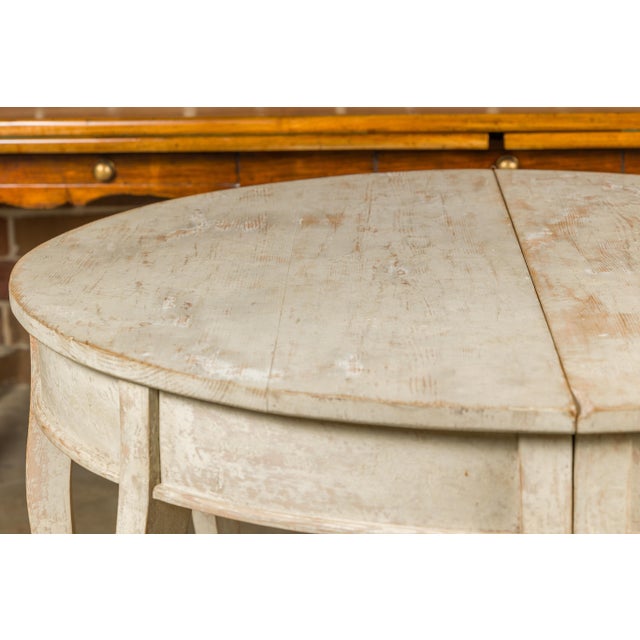 Mid-Century Modern Swedish 19th Century Painted Demilune Tables with Cabriole Legs, a Pair For Sale - Image 3 of 12