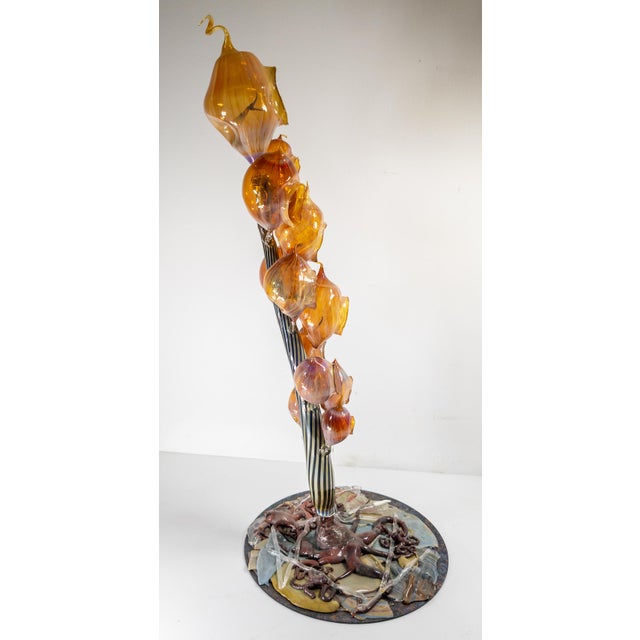 Orange Mid-Century Art Glass Hand Blown Sculpture, Unsigned For Sale - Image 8 of 16