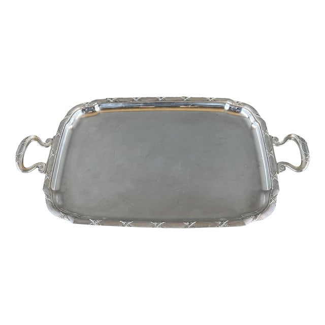 Silver-Plated Metal Serving Tray, 1900s For Sale