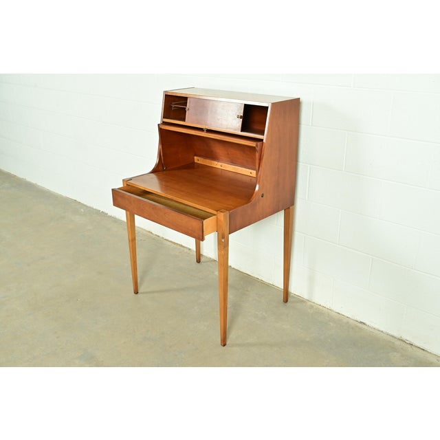 John Van Koert for Drexel Mid-Century Modern Sculpted Cherry Wood Roll Top Desk, 1959 For Sale In South Bend - Image 6 of 18