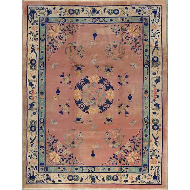 Contemporary Hand Woven Beige Floral Wool Rug 9'1 X 11'7 Chairish