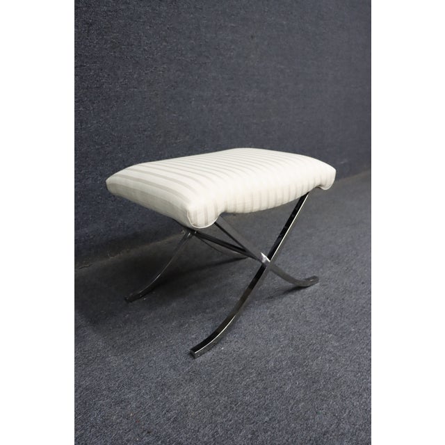 Late 20th Century Mid Century Modern Style X-Base Chrome Stool For Sale - Image 5 of 9