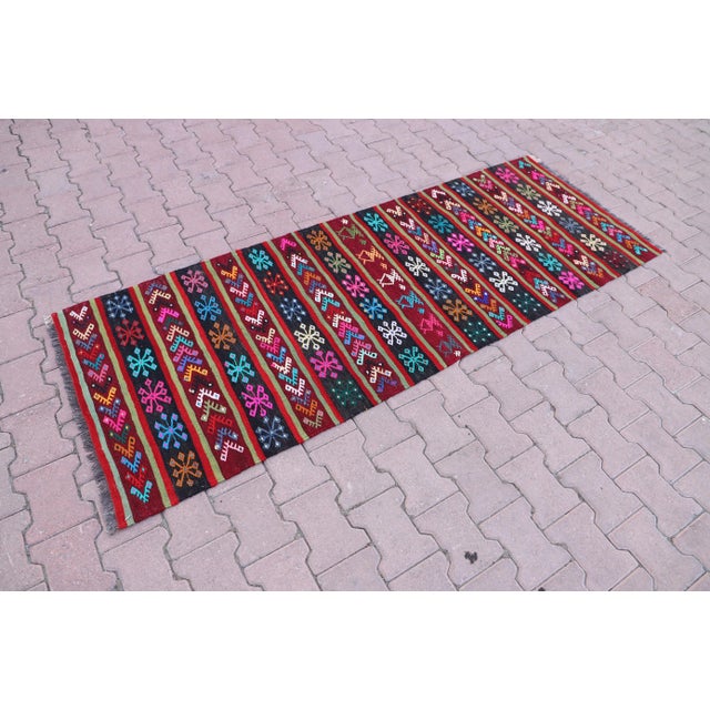Size: 2.6 x 7.2 ft ( 80 x 221 cm) 31 x 87 inches Color: Organic Natural Dye ( Red,Black,Green,Pink ) Material: 100% Hand...