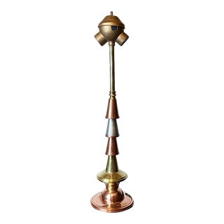 1930s Tall Modernist Stacked Mixed Metal Art Deco Machine Age Table Lamp For Sale