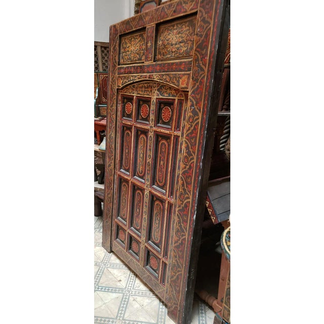 Moroccan 1970s Vintage Multi-Color Moroccan Wooden Door For Sale - Image 3 of 8