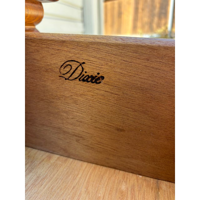 1980s Dixie Furniture Recollections Rustic Country French Solid Oak Chest With Oval Table Mirror For Sale - Image 11 of 12