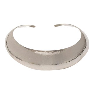 Ultra Wide Sterling Silver Collar, Gerhard Herbst Studio Neckpiece, American Modernist, Mid Century Style, Vintage For Sale