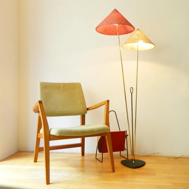 Metal Floor Lamp with Pointed Cone Shades by Rupert Nikoll For Sale - Image 7 of 8