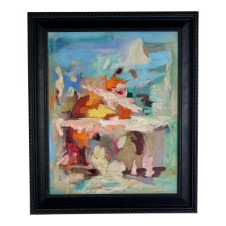 Original Vintage New York Artist Eugene Arcieri Bright O/C Mid 20th C. Framed Painting For Sale