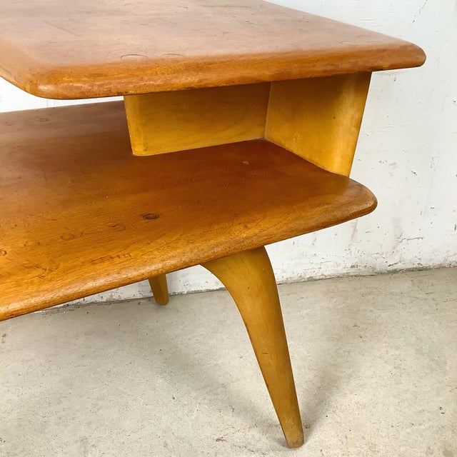 Tan Heywood-Wakefield Birch Step End Table in Wheat Finish For Sale - Image 8 of 12