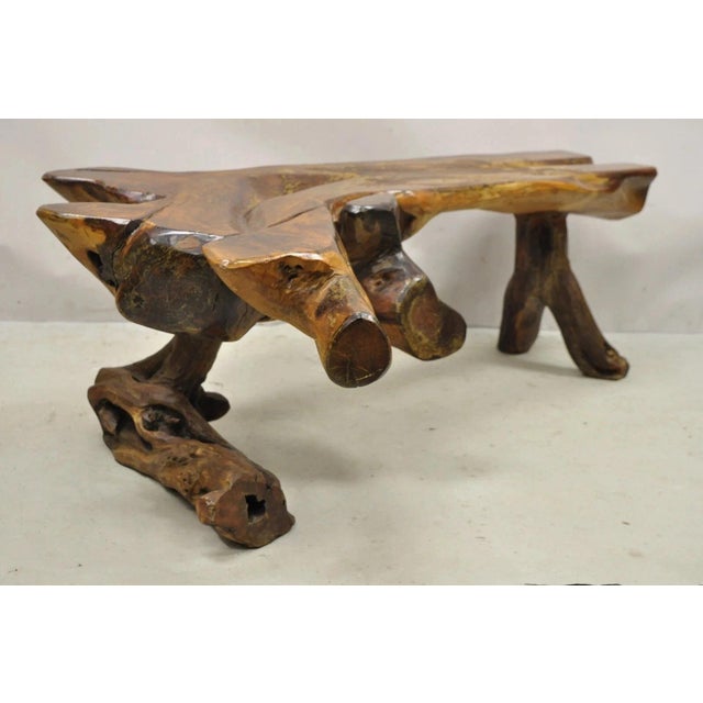 Vintage Mid Century Modern Organic Driftwood Sculptural Bench Coffee Table For Sale - Image 10 of 12