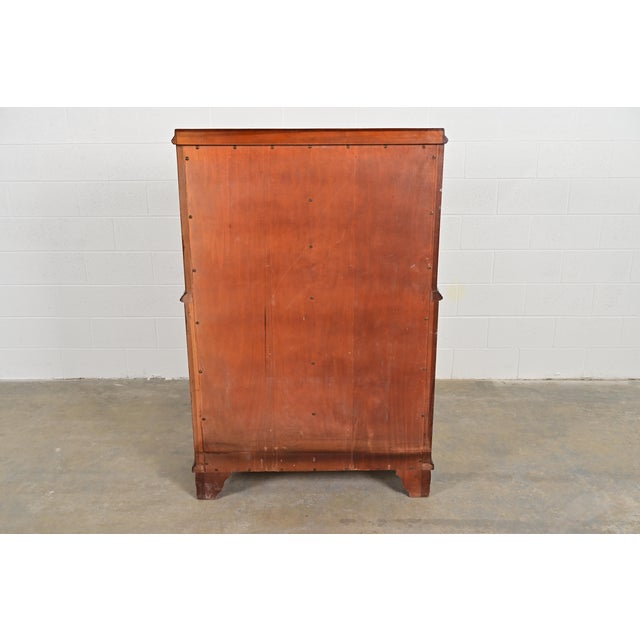 John Widdicomb French Provincial Louis XV Solid Mahogany Highboy Dresser, Circa 1940s For Sale - Image 13 of 14